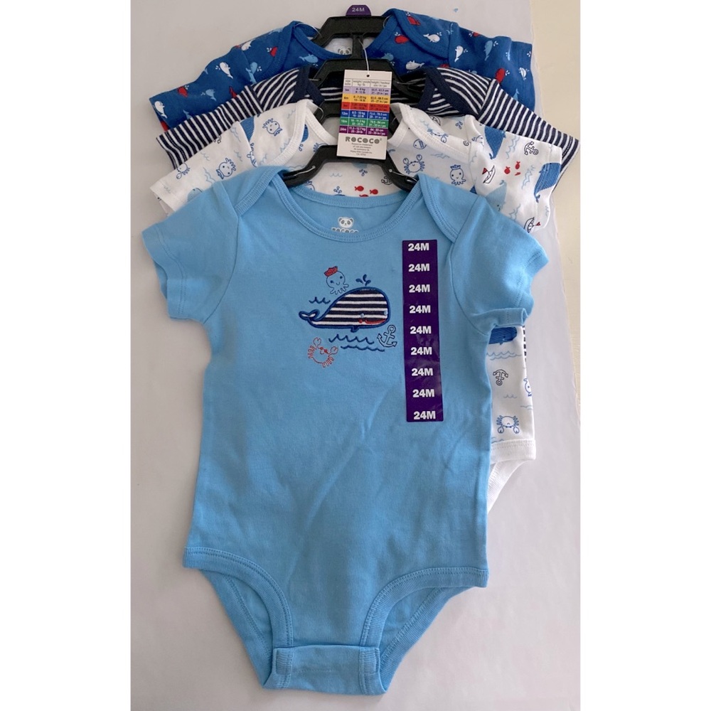Brand New With Tag Rococo Sand Sea & Ocean Theme Baby Onesies Set Size 24 Months